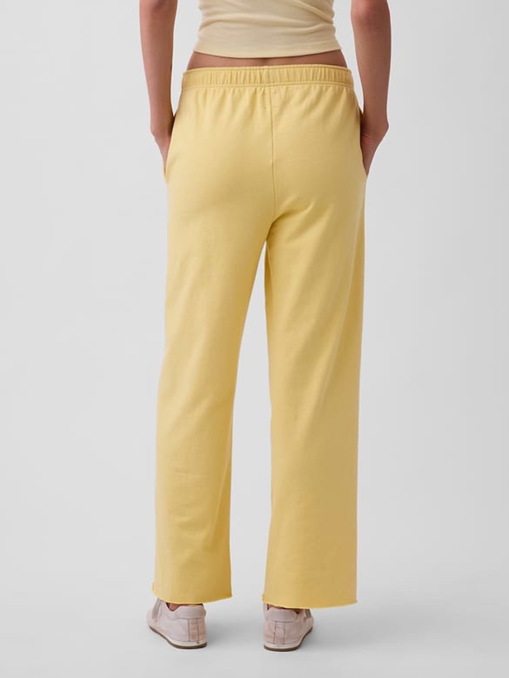 NWT GAP VintageSoft French Terry Wide Leg Sweatpants Yellow M Tall - Picture 12 of 13